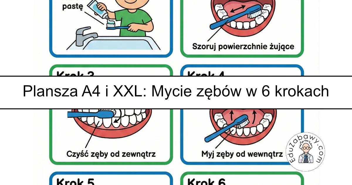 Plansza dydaktyczna: Schemat mycia zębów