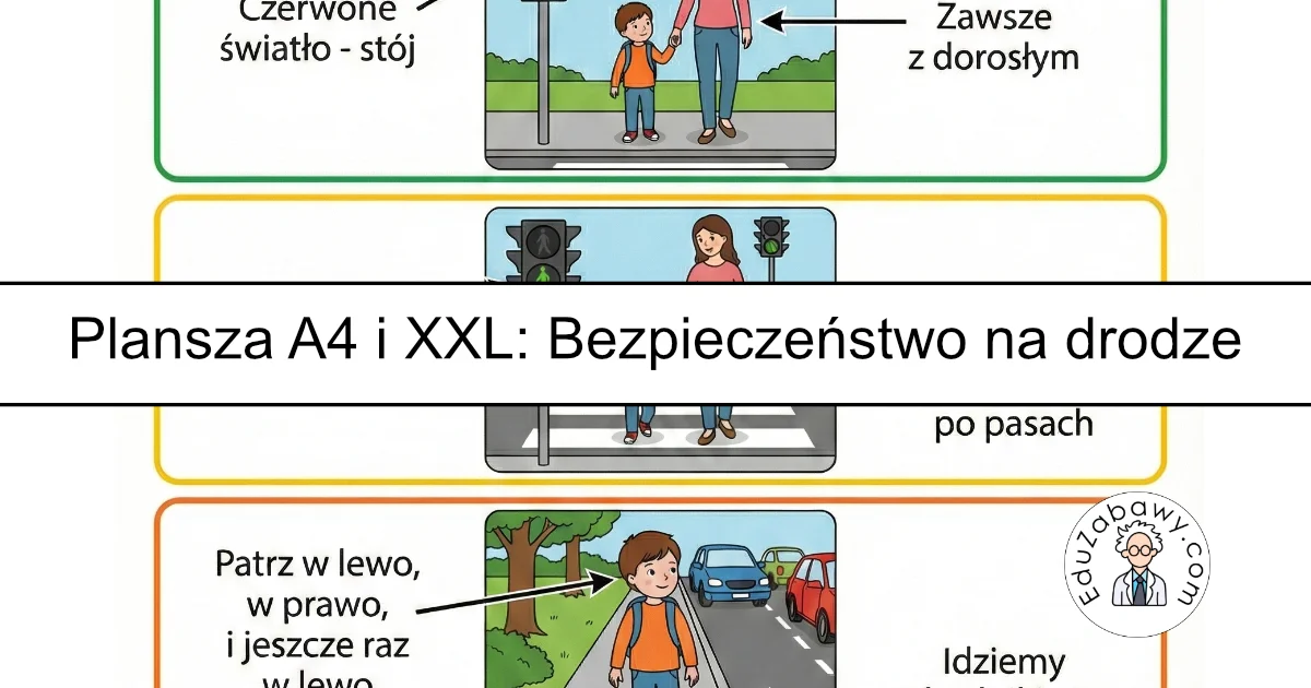 Plansza dydaktyczna: Bezpieczeństwo w drodze do przedszkola