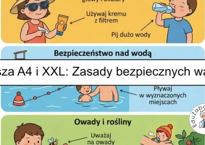 Plansza dydaktyczna: Zasady bezpiecznych wakacji