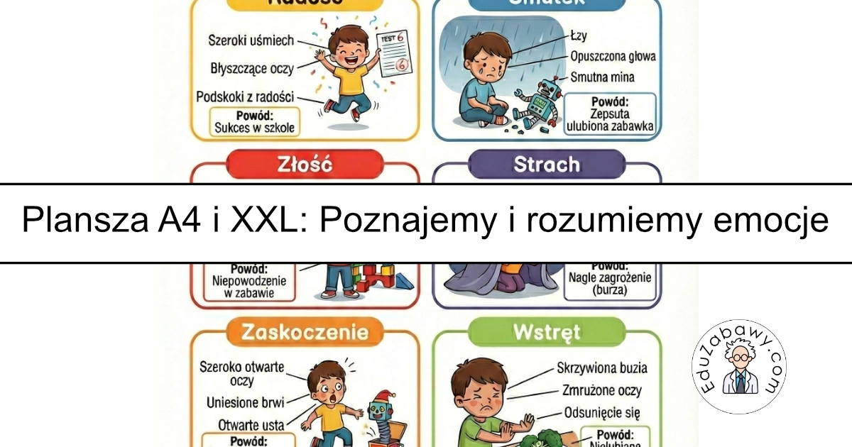 Plansza dydaktyczna: Nasze emocje, poznajemy i rozumiemy