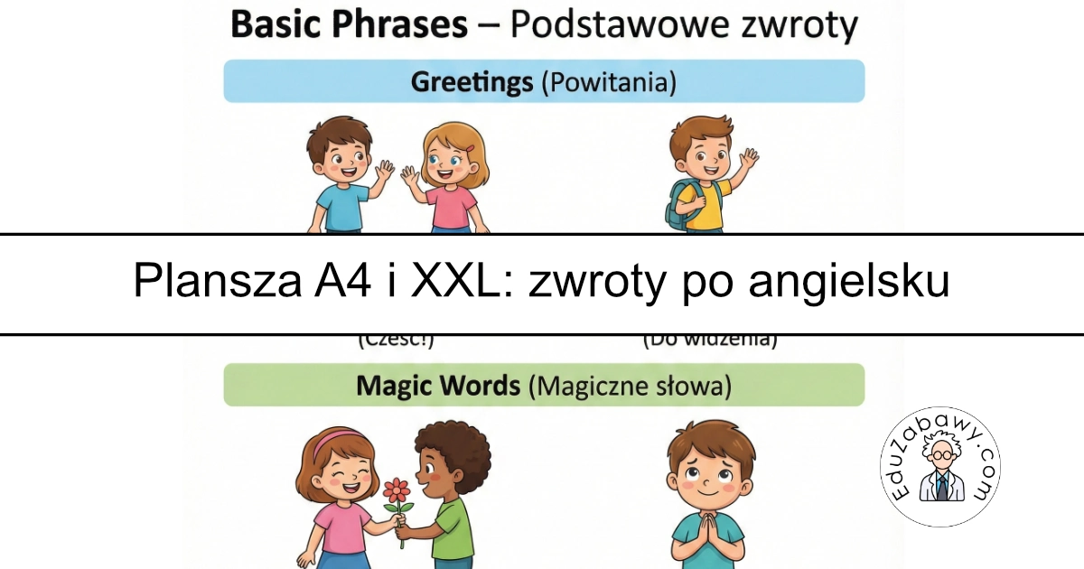 Plansza dydaktyczna po angielsku: Podstawowe zwroty