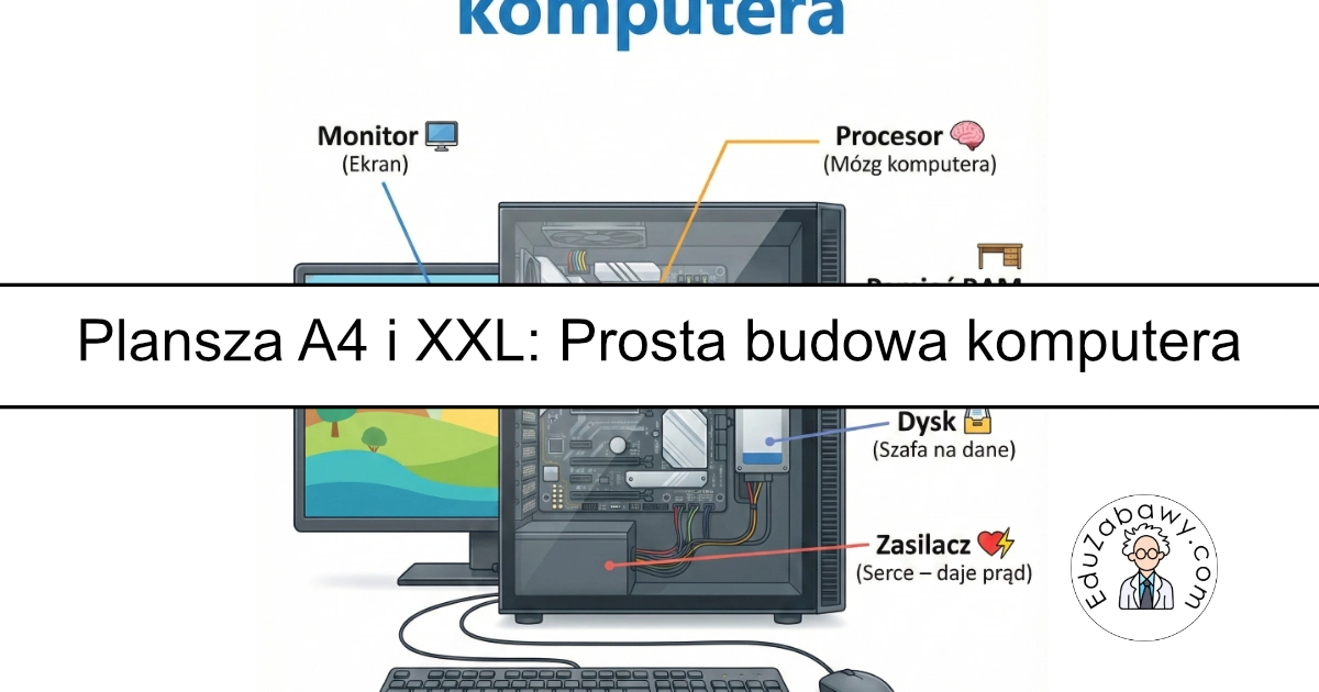 Plansza dydaktyczna: Prosta budowa komputera