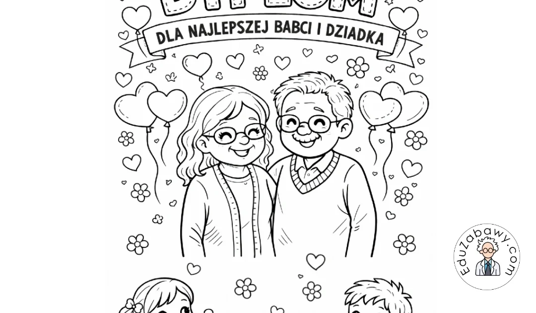Dyplom do kolorowania dla Babci i Dziadka