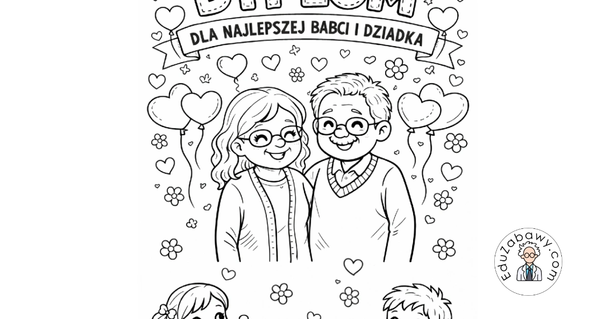 Dyplom do kolorowania dla Babci i Dziadka