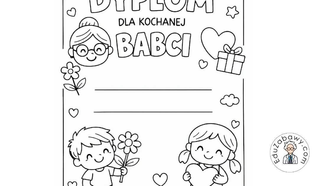Dyplom do kolorowania dla Kochanej Babci