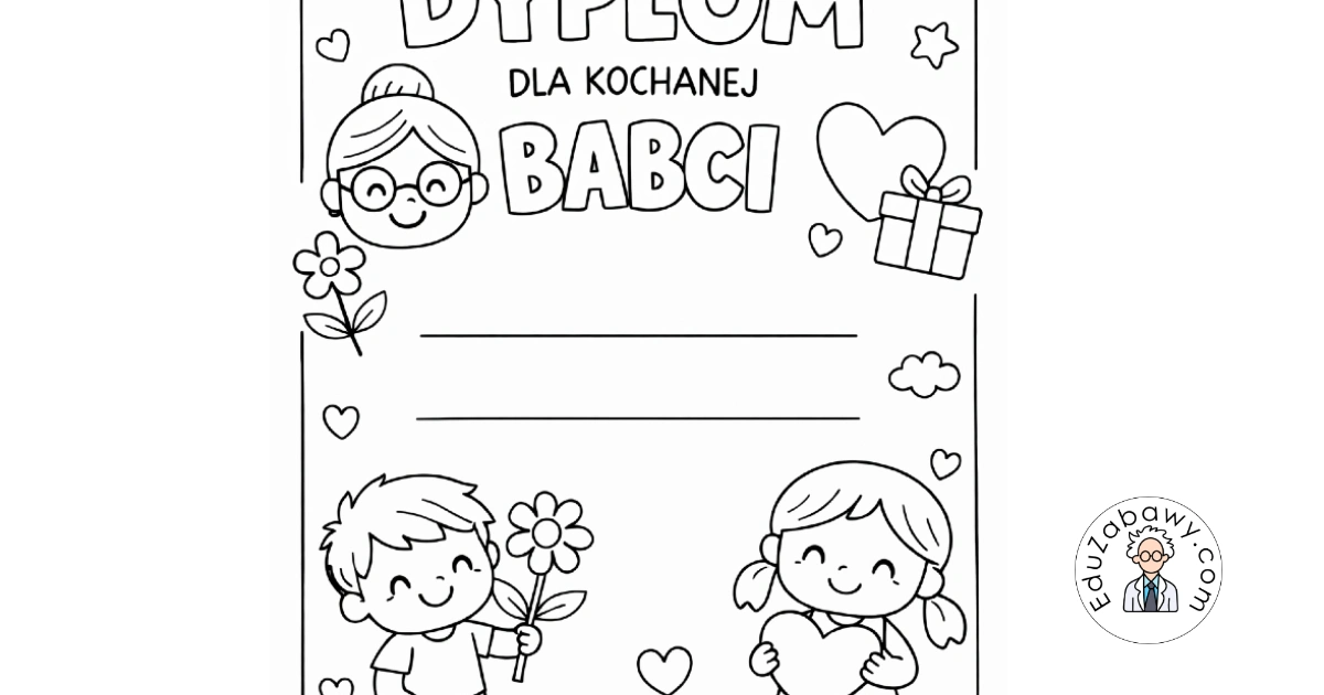 Dyplom do kolorowania dla Kochanej Babci