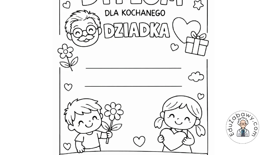 Dyplom do kolorowania dla Kochanego Dziadka