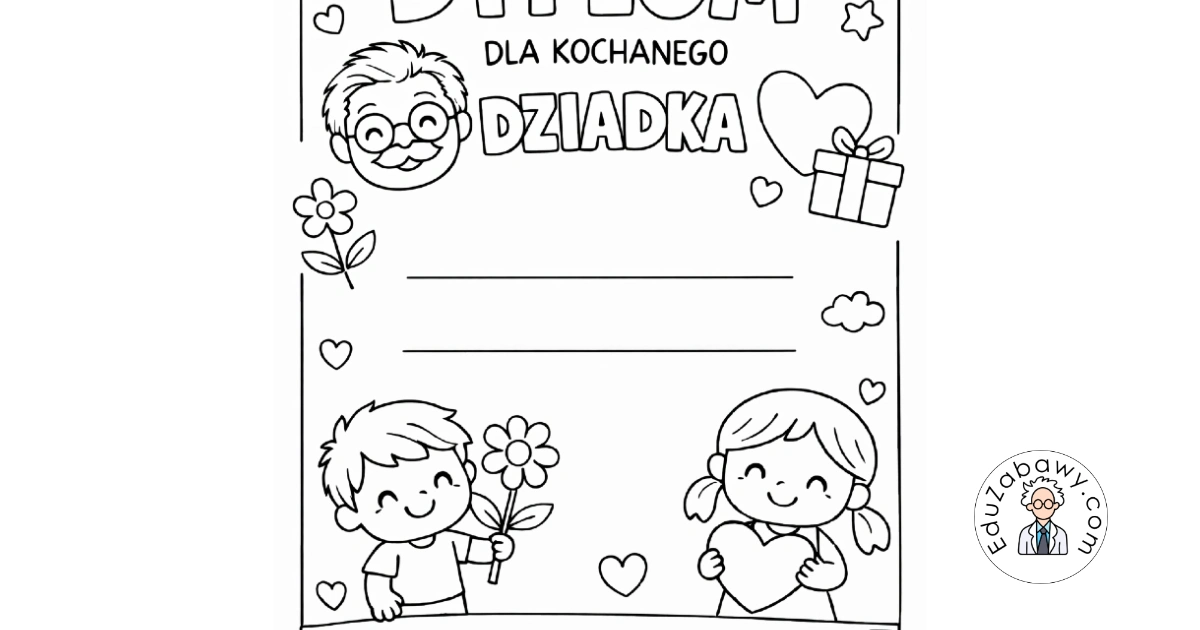 Dyplom do kolorowania dla Kochanego Dziadka