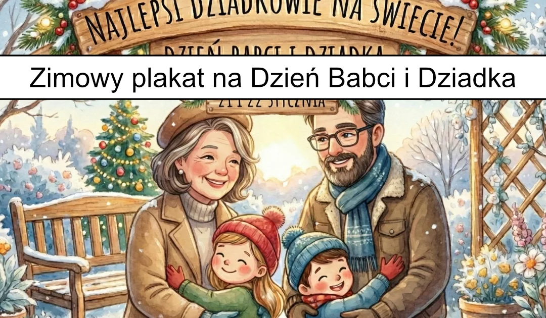 Zimowy plakat na Dzień Babci i Dziadka