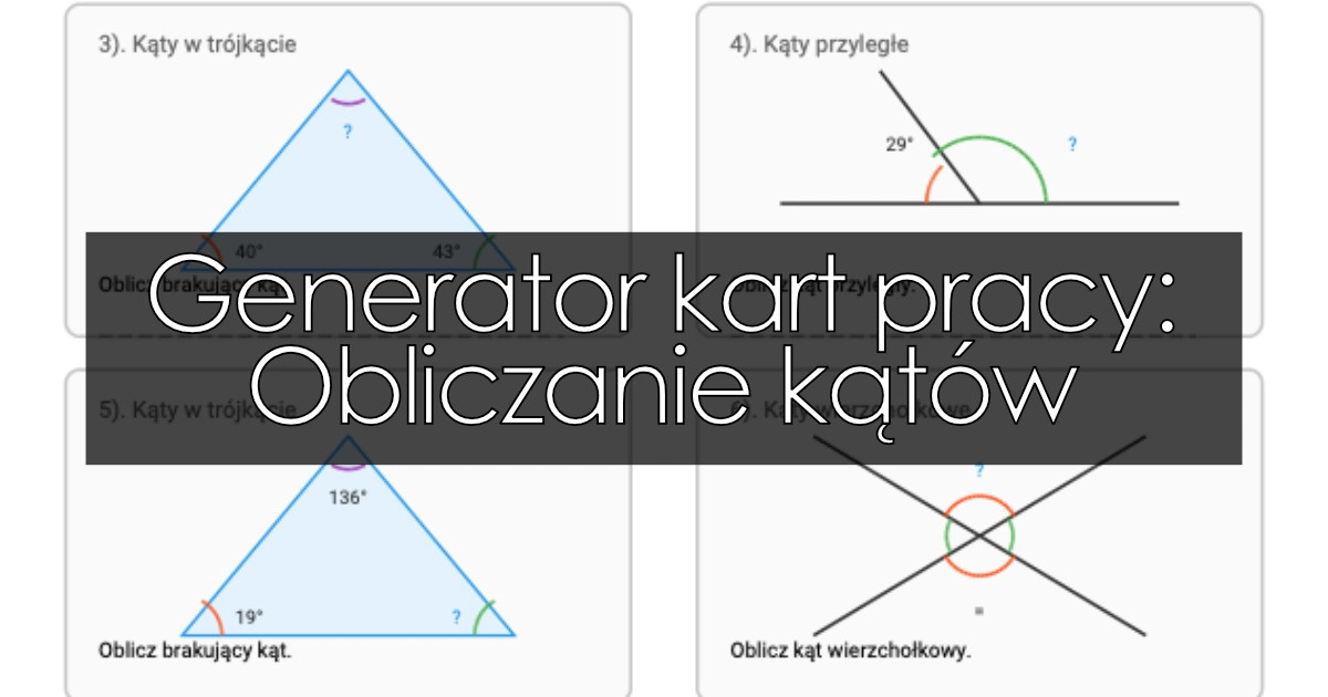 Generator kart pracy: Obliczanie kątów