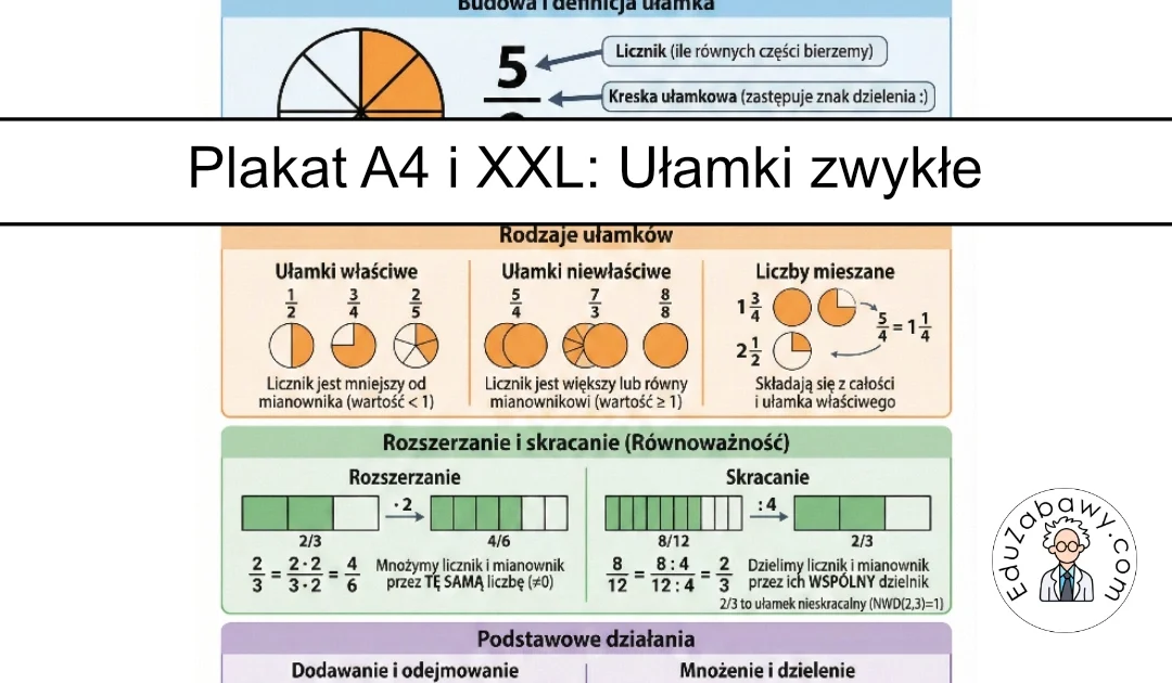 Ułamki zwykłe – budowa, rodzaje, skracanie