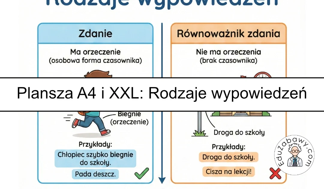 Plansza dydaktyczna: Rodzaje wypowiedzeń