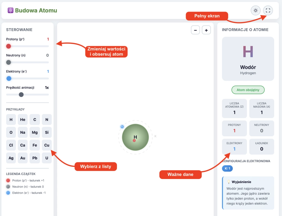 Interaktywny model atomu Symulacja: Interaktywny model atomu 41