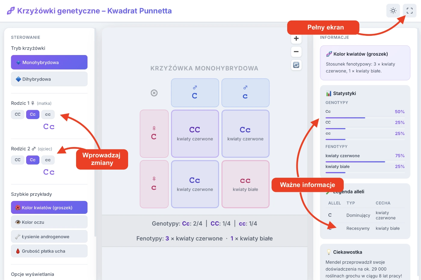 Krzyżówki genetyczne – Kwadrat Punnetta 41