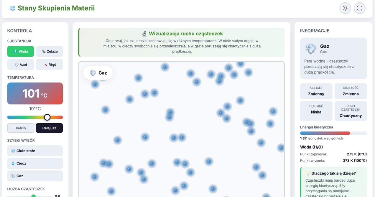 Symulacja: Stany skupienia materii