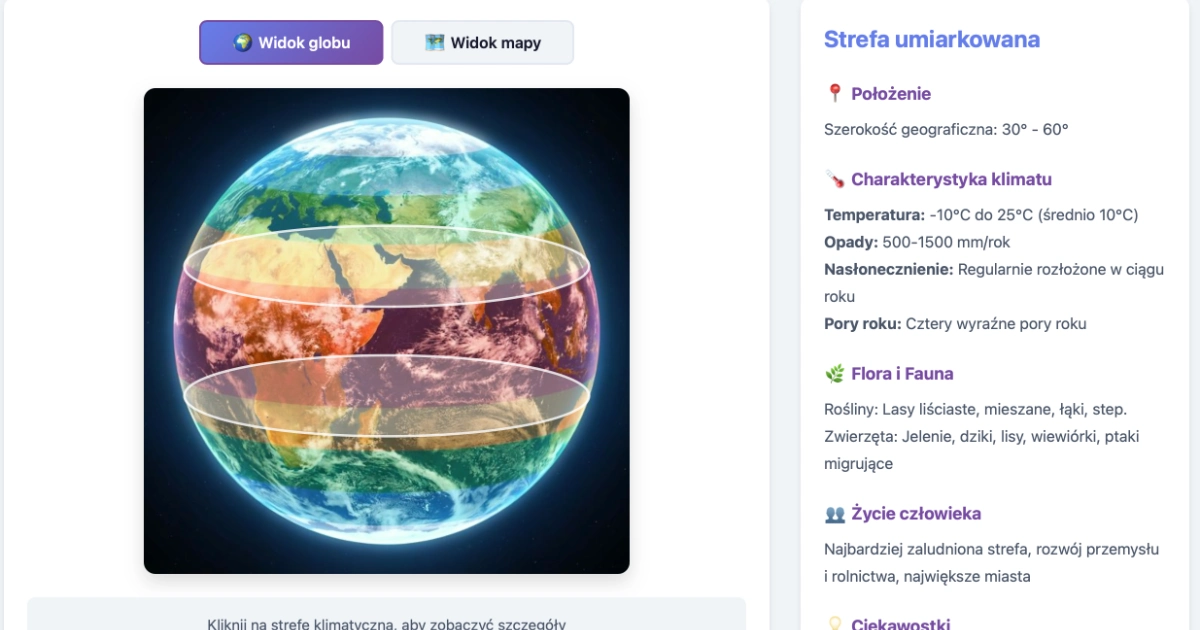 Symulacja: Strefy Klimatyczne Ziemi