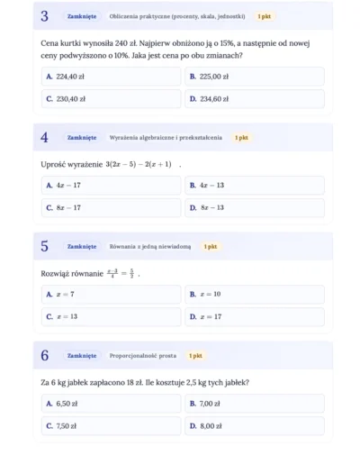 Generator Arkuszy: Egzamin Ósmoklasisty: Matematyka 44