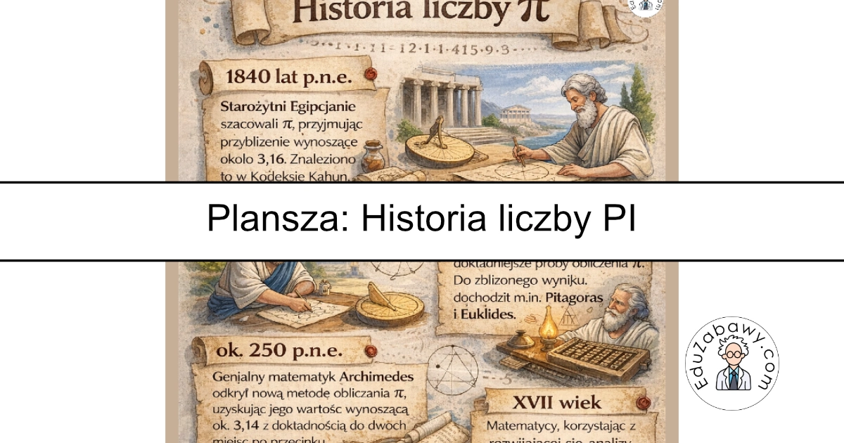 Plansza „Historia liczby PI”