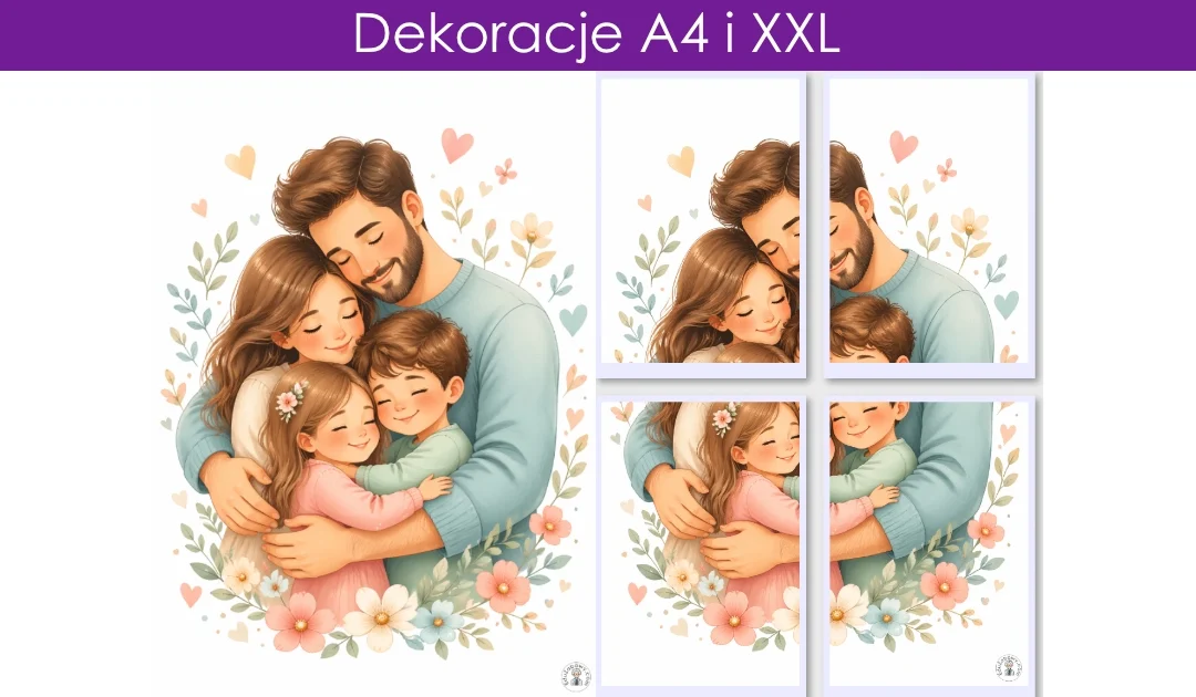 Dekoracja A4 i XXL: Rodzina przytulająca się