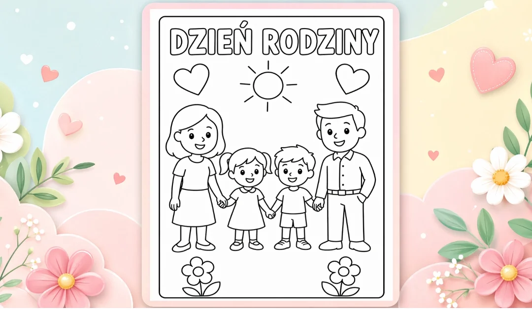 Kolorowanka: Rodzina trzymająca się za ręce
