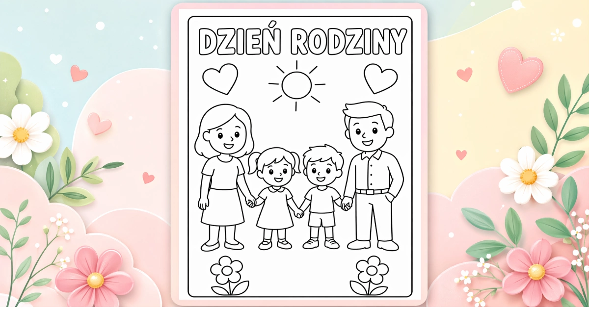 Kolorowanka: Rodzina trzymająca się za ręce