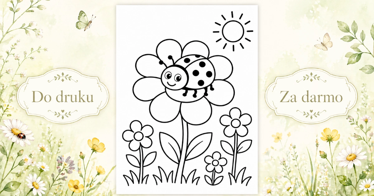 Kolorowanka: Biedronka na dużym kwiatku 43