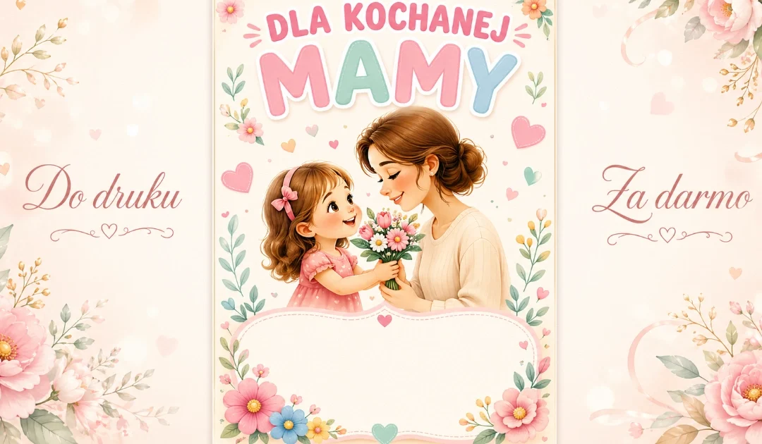 Laurka kolorowa od młodszej dziewczynki na Dzień Mamy
