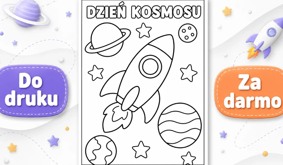 Kolorowanka: Rakieta w kosmosie