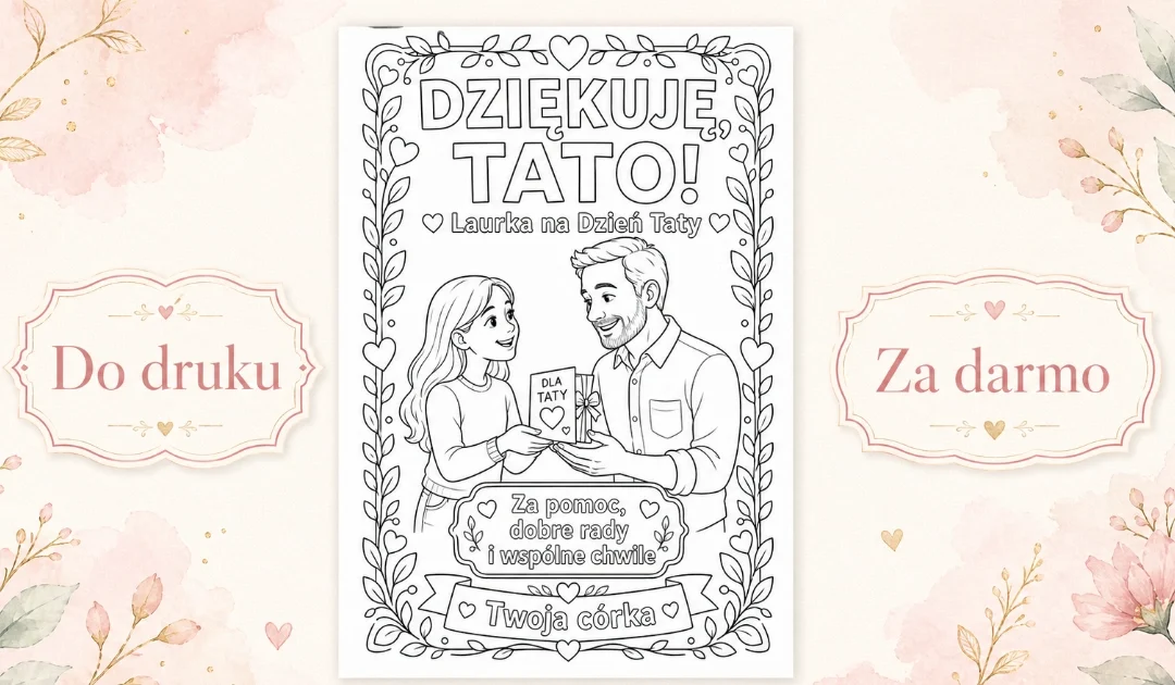 Laurka do pokolorowania „Dziękuję, Tato!”