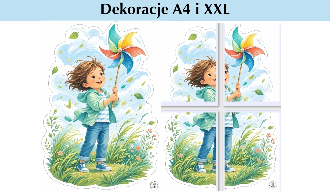 Dekoracje A4 i XXL: Kolorowy wiatraczek
