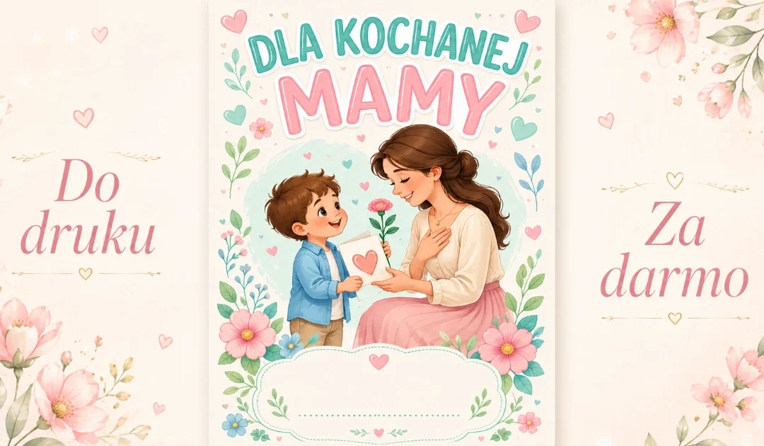 Laurka kolorowa od młodszego chłopca na Dzień Mamy