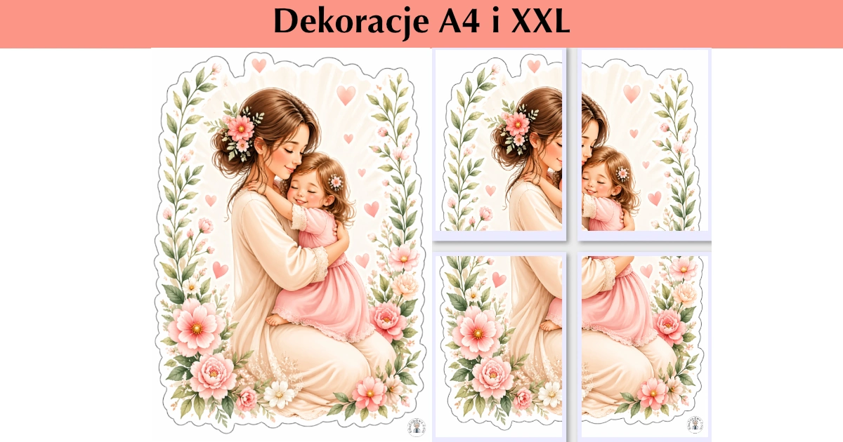 Dekoracja A4 i XXL: Mama i dziecko podczas przytulenia 43