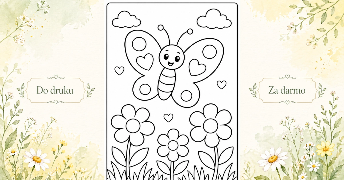 Kolorowanka: Motyl nad łąką 43