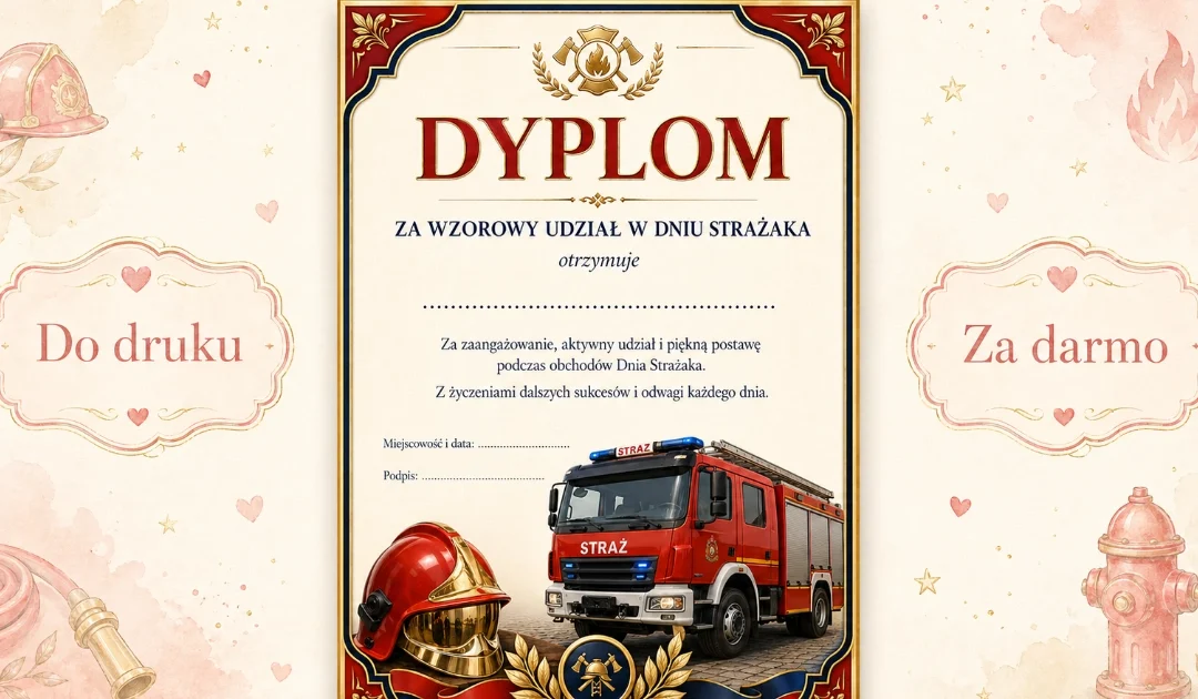 Dyplom za wzorowy udział w Dniu Strażaka