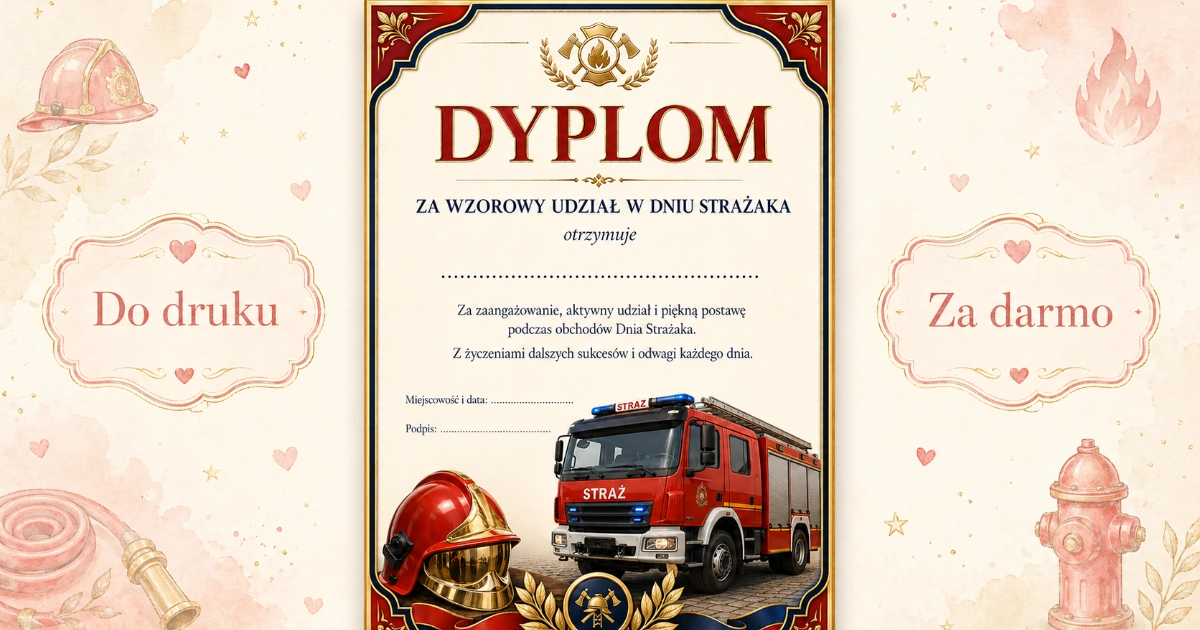 Dyplom za wzorowy udział w Dniu Strażaka