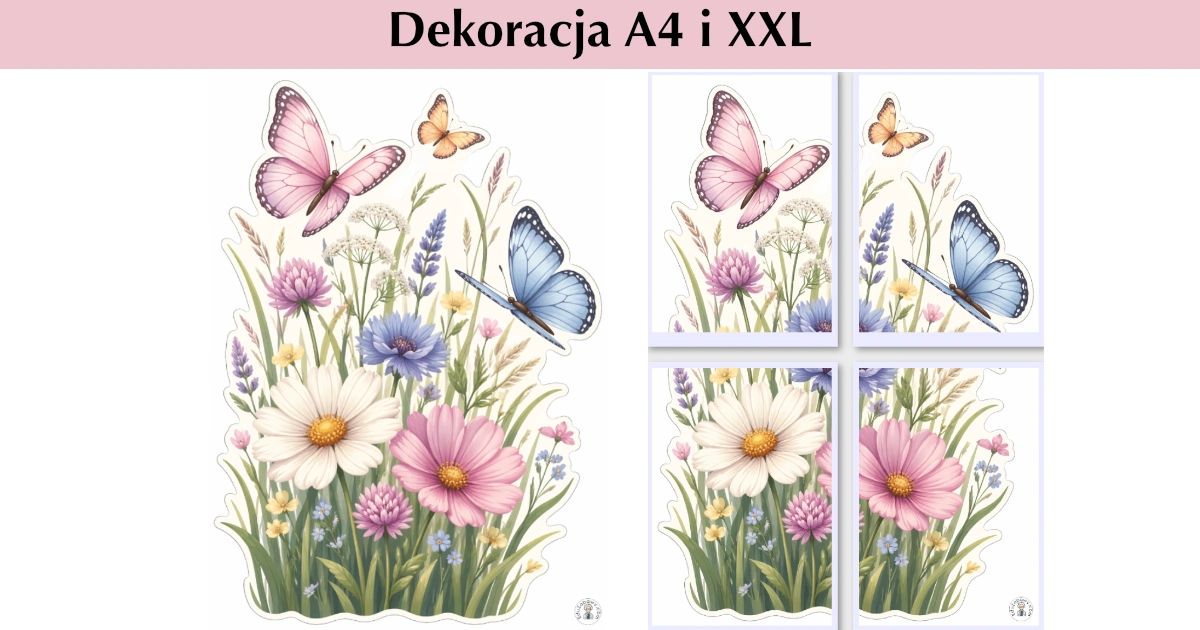 Motyle i kwitnąca łąka — dekoracja lekka i ozdobna
