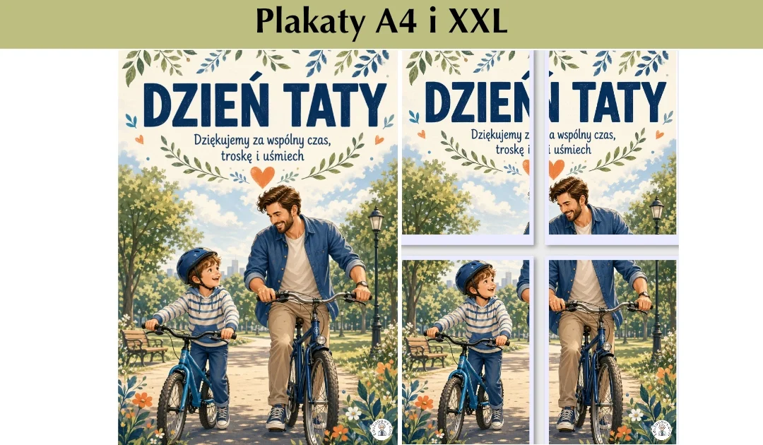 Plakat A4 i XXL: Rowerem z Tatą