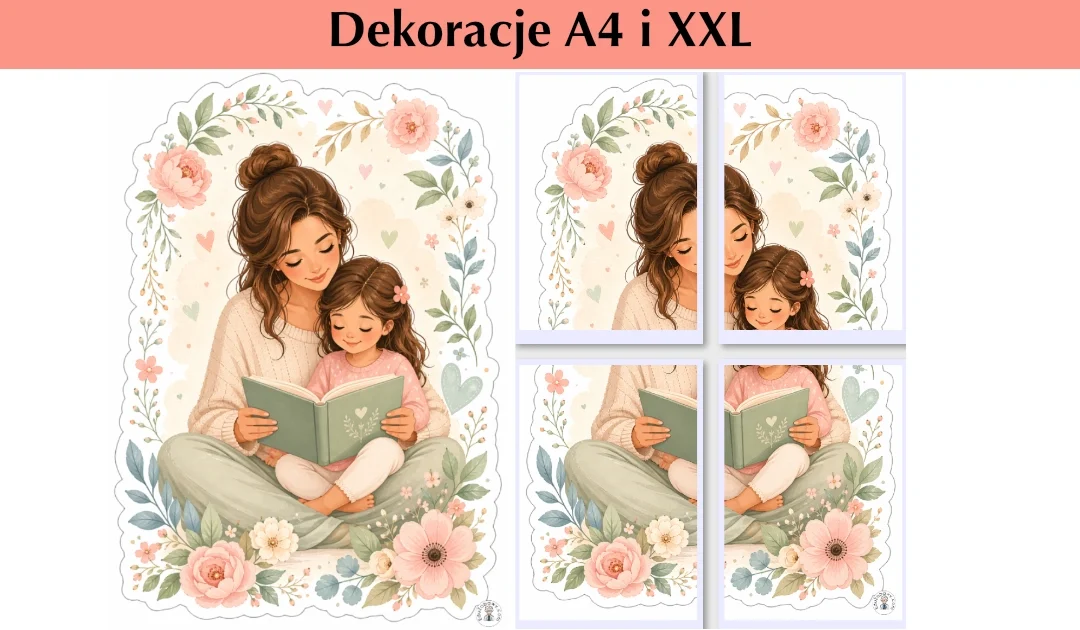 Dekoracja A4 i XXL: Wspólne czytanie z mamą
