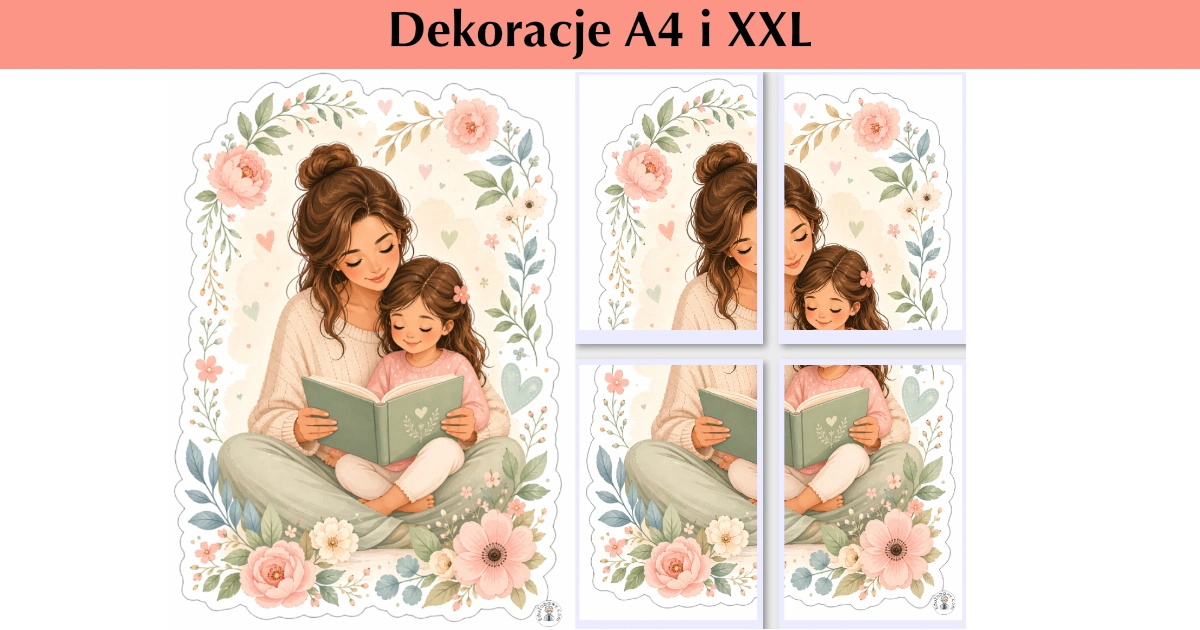 Dekoracja A4 i XXL: Wspólne czytanie z mamą 43