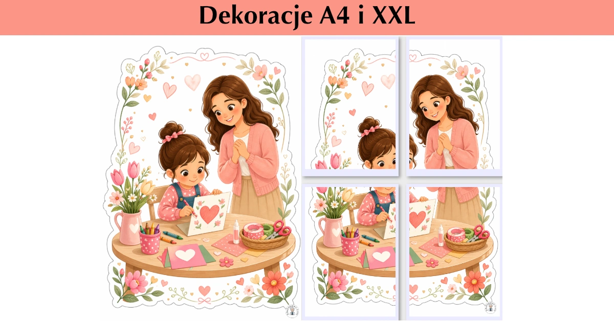 Dekoracja A4 i XXL: Dziecko przygotowuje laurkę dla mamy 43