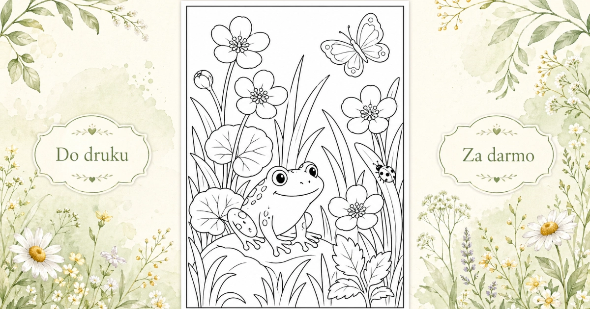 Kolorowanka: Żabka wśród traw i kaczeńców 43