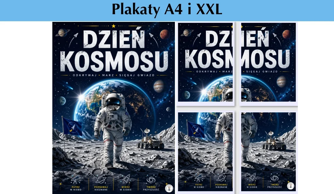 Plakat A4 i XXL: Astronauta na Księżycu