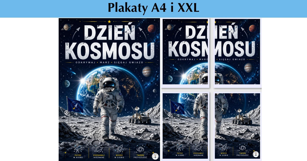 Plakat A4 i XXL: Astronauta na Księżycu