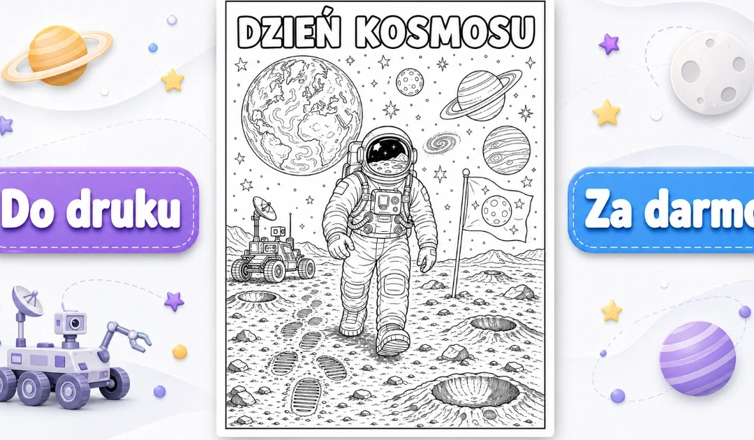 Kolorowanka: Astronauta na Księżycu