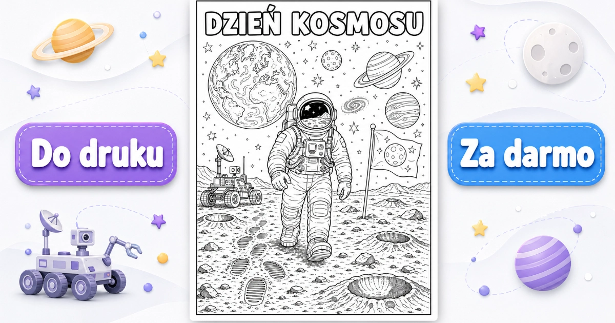 Kolorowanka: Astronauta na Księżycu