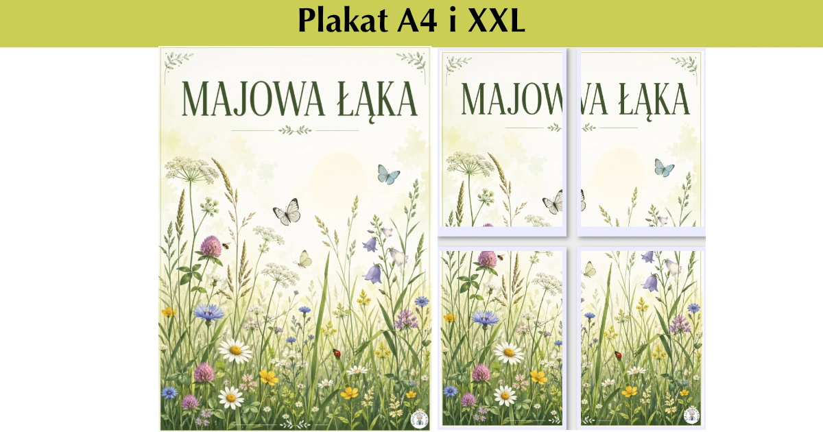 Plakat spokojniejszy, majowe owady na łące