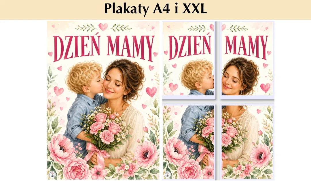 Plakat z mamą i synkiem