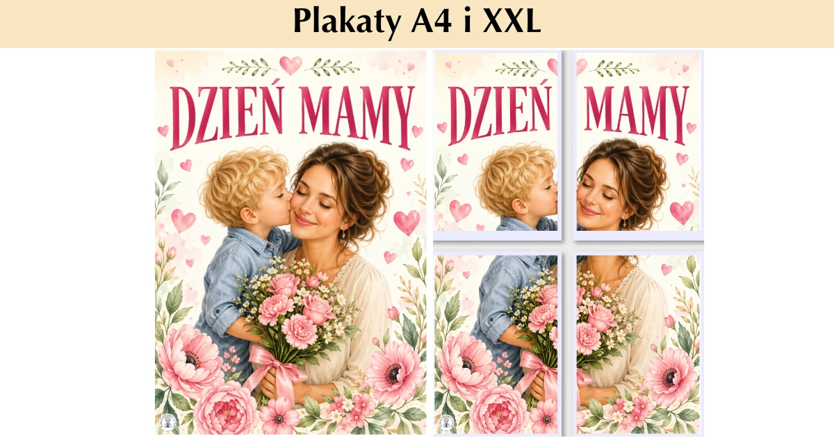 Plakat z mamą i synkiem