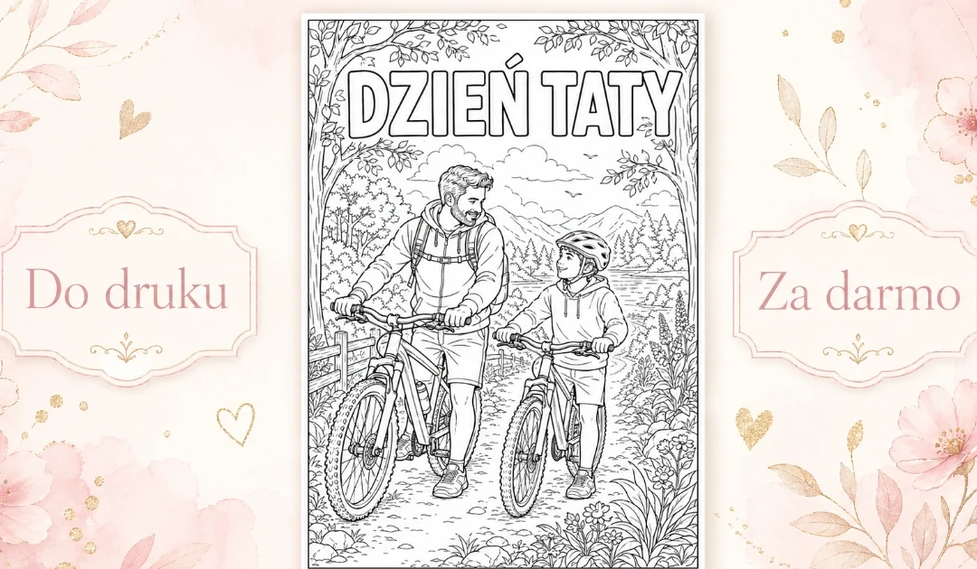 Kolorowanka: Rower z Tatą