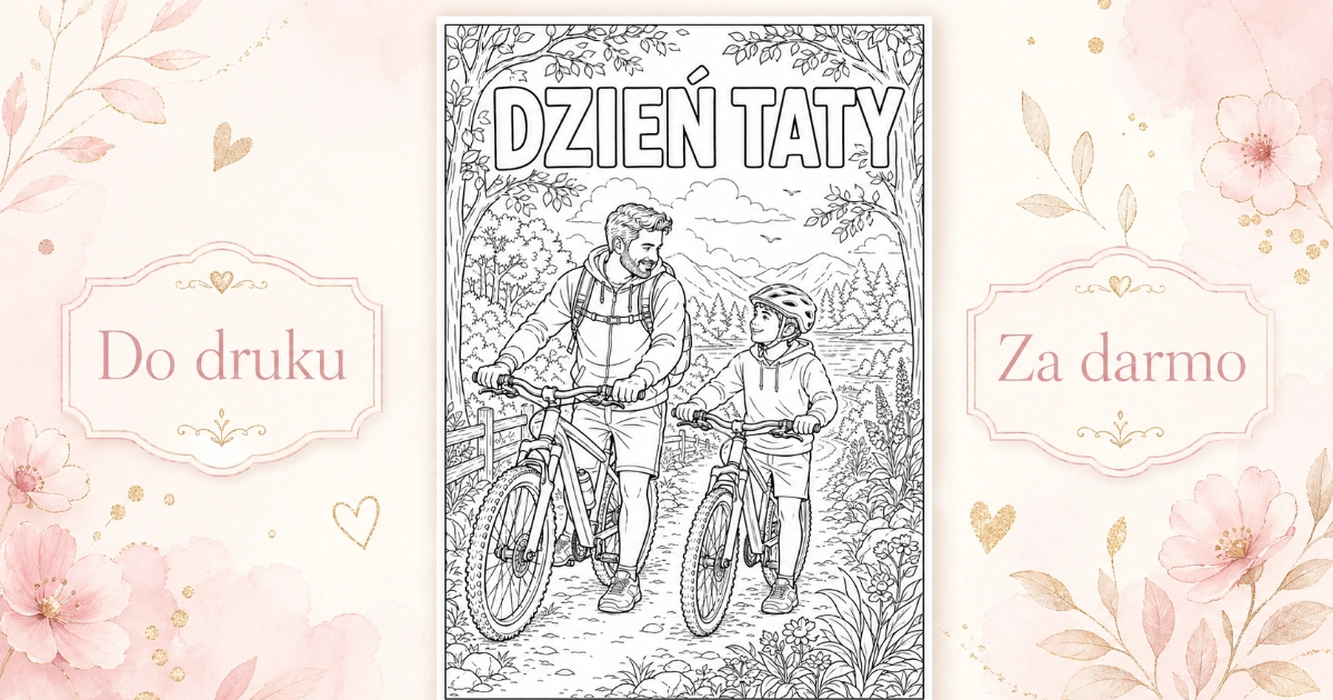 Kolorowanka: Rower z Tatą